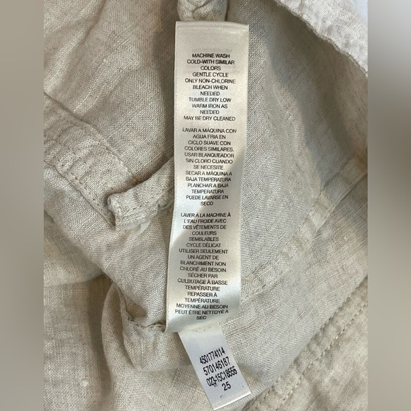 Chico's 100% Linen Size 2 3/4 Sleeve Jacket Beige W/Gold Accents - Picture 12 of 12